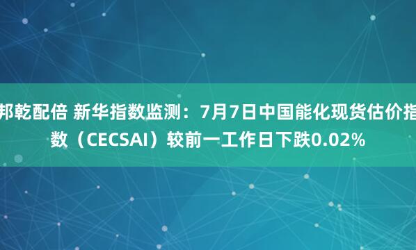 邦乾配倍 新华指数监测:7月7日中国能化现货估价指数(CECSAI)较前一工作日下跌0.02%
