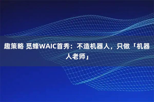 趣策略 觅蜂WAIC首秀：不造机器人，只做「机器人老师」